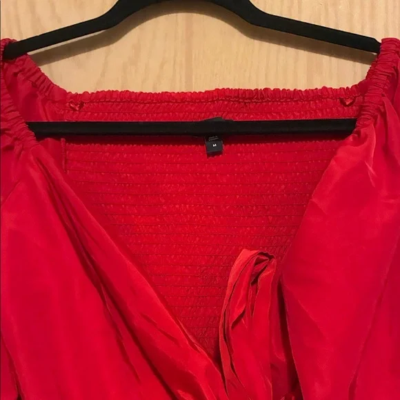 Express Bold Red Tie-Front Blouse - Picture 2 of 4